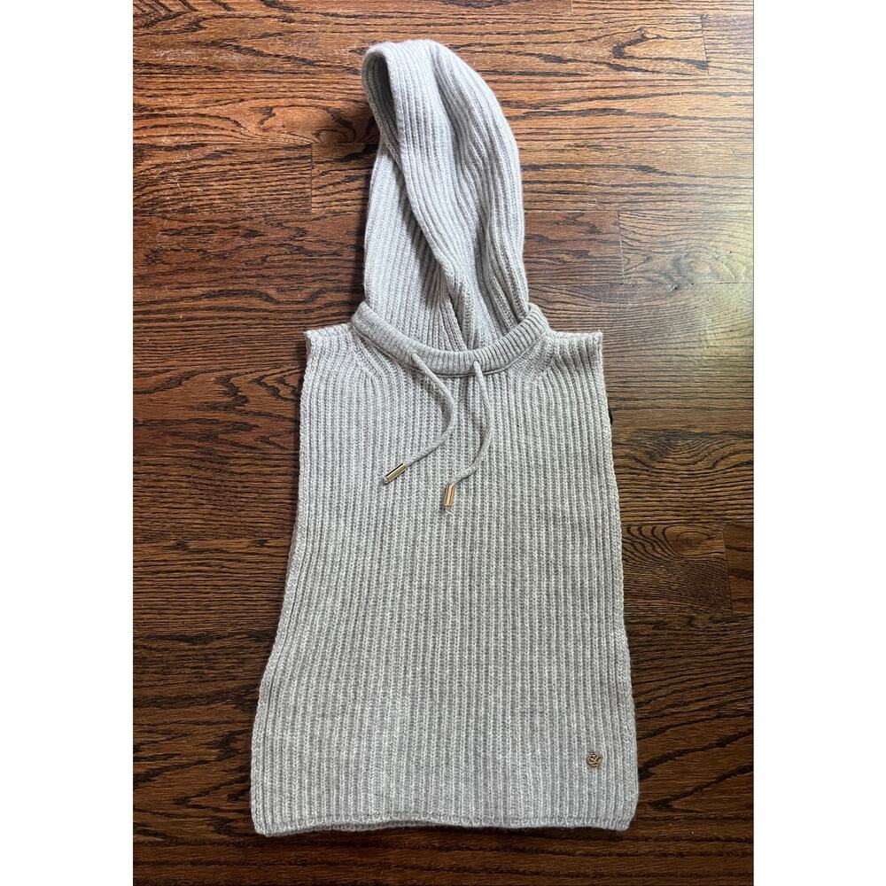 Sandro women’s hooded scarf/ neck wormer one size grey drawstring